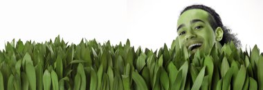 İnsan çim yeşil başı