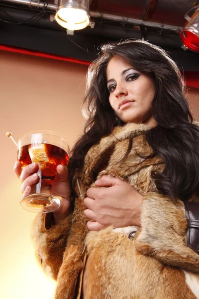 Woman enjoys a coffee liquor cocktail — Stock Photo, Image