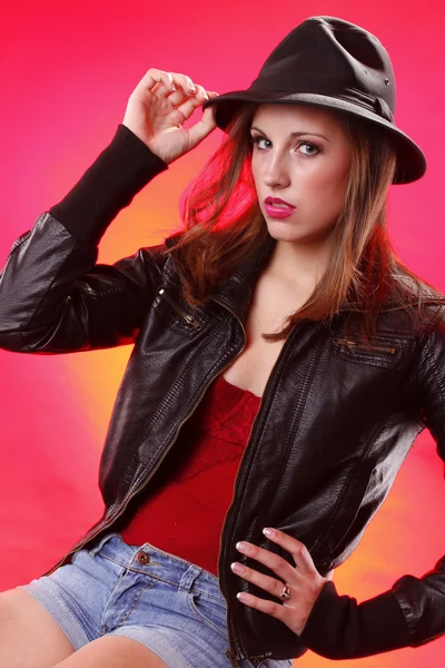 Cute girl dressed as famous archaeologist — Stock Photo, Image