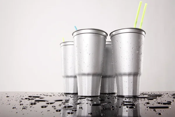 Cold soda in plastic cups