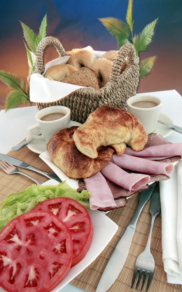 Deli meats with croissant — Stock Photo, Image