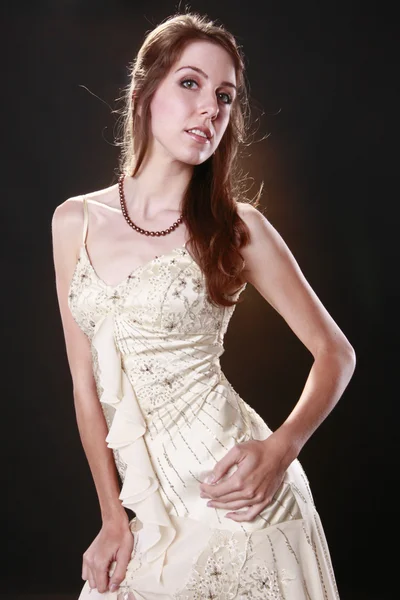 Cute girl in vintage dress — Stock Photo, Image