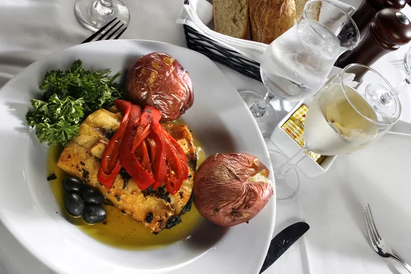 Seafood with rice on table — Stock Photo, Image