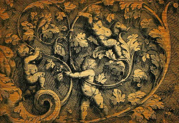 Wooden engraving etching from the 18th century — Stock Photo, Image