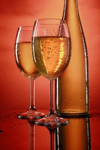 Wine  Glasses and Bottle — Stock Photo, Image