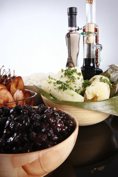 Frijoles con plátanos y mandioca — Foto de Stock