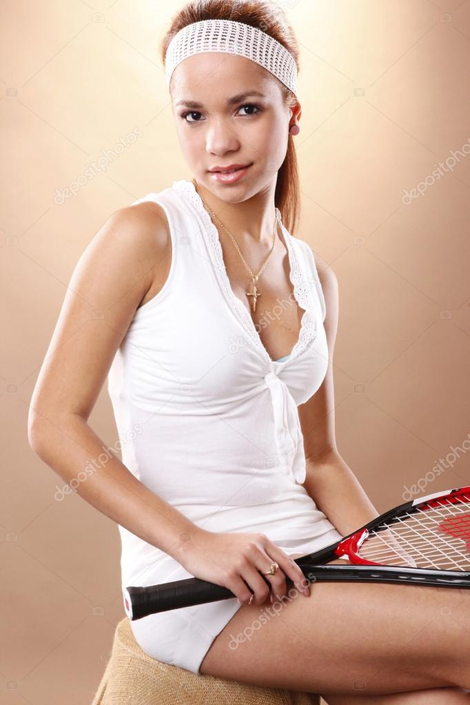 Young tennis player girl
