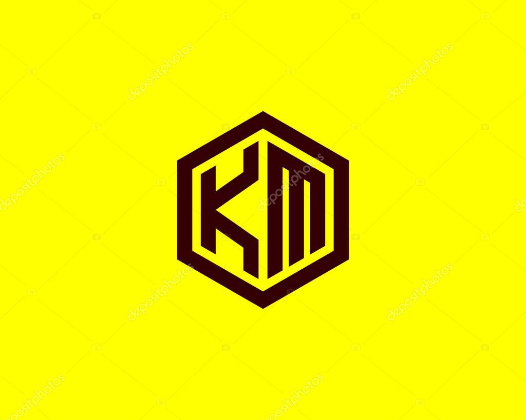KM MK LETTER LOGO DESIGN VECTOR TEMPLATE