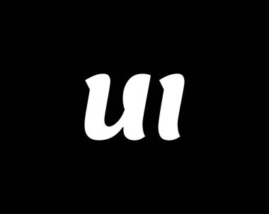 UI IU harf logo tasarım vektör şablonu