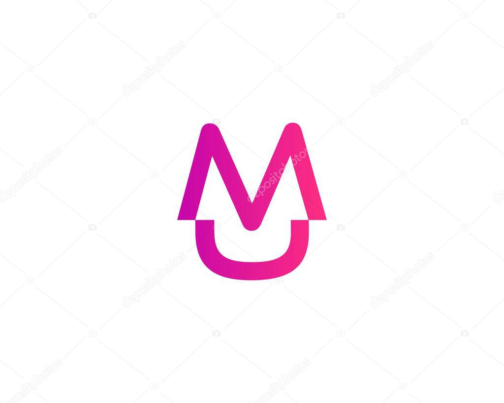 UM MU letter logo design vector template
