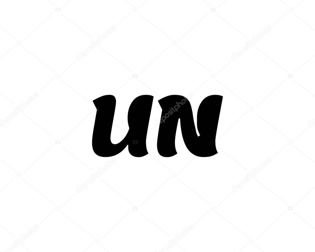 UN NU letter logo design vector template
