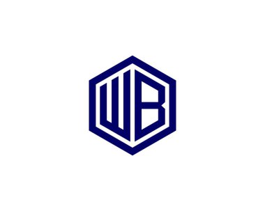 WB BW harf logo tasarım vektör şablonu