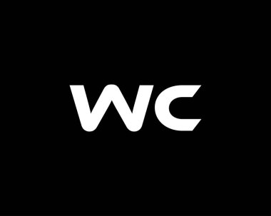 WC CW harf logo tasarım vektör şablonu