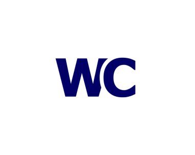 WC CW harf logo tasarım vektör şablonu