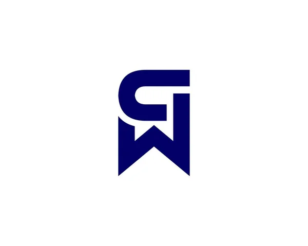 WcのCwレターロゴデザインベクトルテンプレート — ストックベクタ