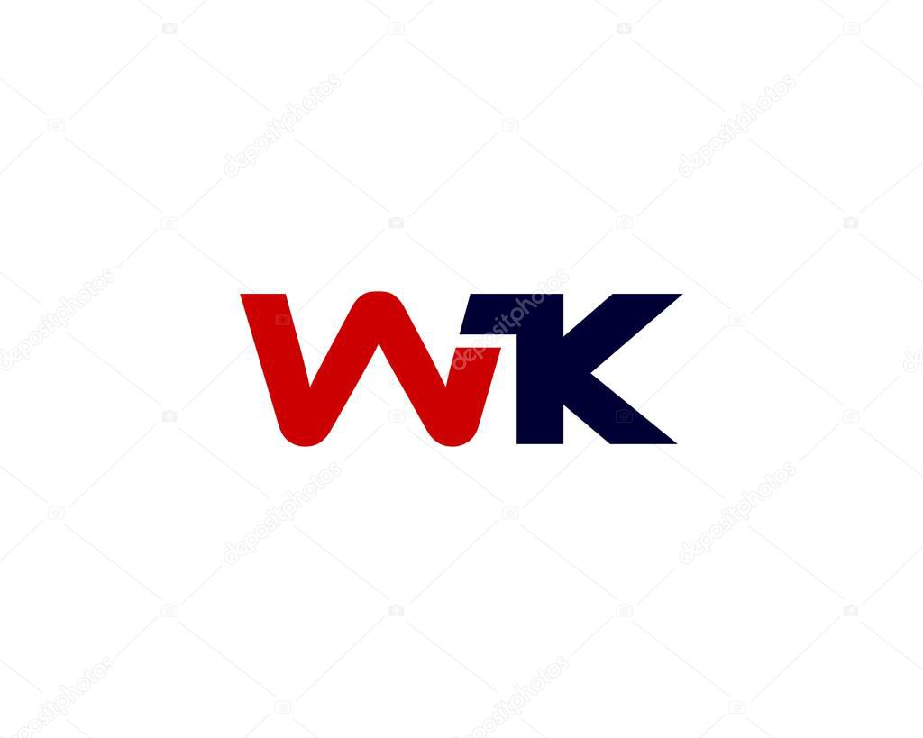 WK KW letter logo design vector template