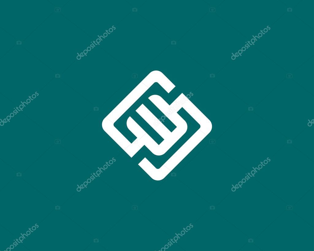 WS SW letter logo design vector template