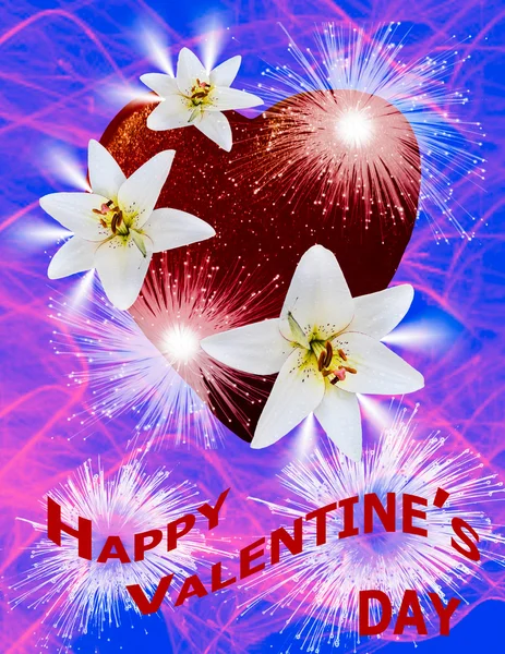 Briefkaart "Happy Valentine's Day" — Stockfoto