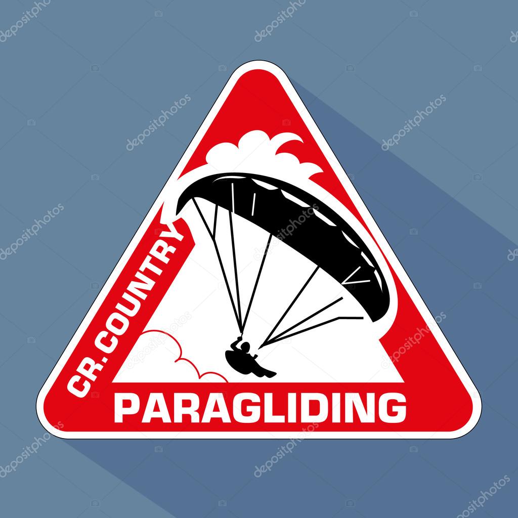 Triangular stickers with paraglider