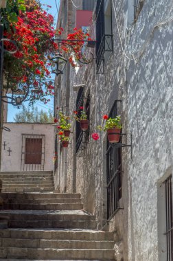Historic streets of Yanahuara in the city of Arequipa, Peru. Arequipa's architecture is characterized by the use of volcanic stone, ashlar. clipart