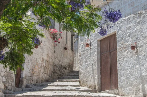 Strade Storiche Yanahuara Nella Città Arequipa Perù Architettura Arequipa Caratterizzata — Foto Stock