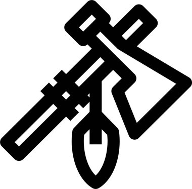 Beyaz arkaplanda izole edilmiş balta simgesi ve vektör illüstrasyonu  