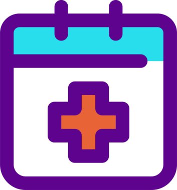 beyaz arkaplanda izole edilmiş sağlık takvimi simgesi ve vektör illüstrasyonu 