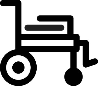 Tekerlekli sandalye simgesi, vektör çizimi beyaz arkaplanda izole edildi  