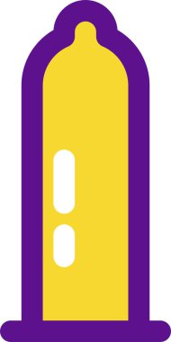 Beyaz arkaplanda izole edilmiş kondom simgesi ve vektör illüstrasyonu