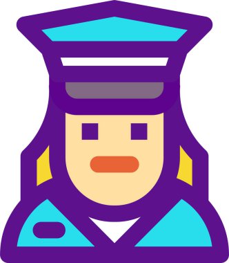 Polis kadın simgesi, vektör illüstrasyonu beyaz arkaplanda izole edildi  