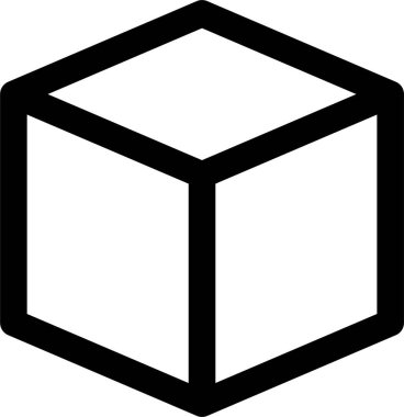 beyaz arkaplanda izole edilmiş küp simgesi ve vektör illüstrasyonu 