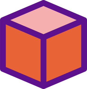 beyaz arkaplanda izole edilmiş küp simgesi ve vektör illüstrasyonu 