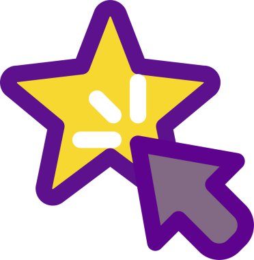 Yıldız simgesine sahip imleç, beyaz arkaplanda izole edilmiş vektör illüstrasyonu 