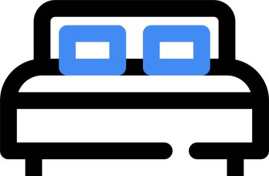 Çift yatak simgesi, vektör çizimi beyaz arkaplanda izole edildi