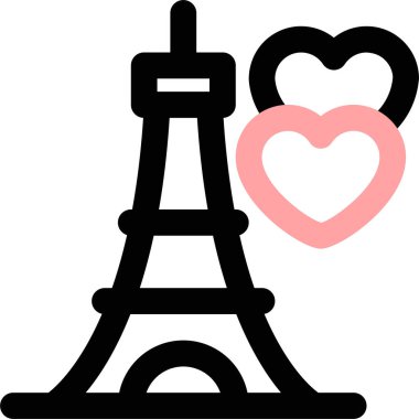 Kalpli Eyfel Kulesi, beyaz arkaplanda izole edilmiş vektör illüstrasyonu  