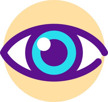 Beyaz arkaplanda izole edilmiş göz simgesi ve vektör illüstrasyonu 