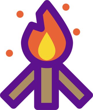 Ateş Kampı simgesi, vektör çizimi beyaz arkaplanda izole edildi 