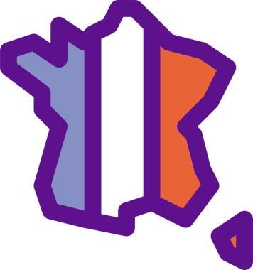 Fransa sınır simgesi ve vektör illüstrasyonu beyaz arkaplanda izole edildi