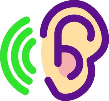 işitme simgesi ve vektör illüstrasyonu beyaz arkaplanda izole edildi 