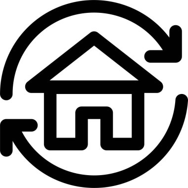 Beyaz arkaplanda izole edilmiş ev simgesi ve vektör illüstrasyonu 