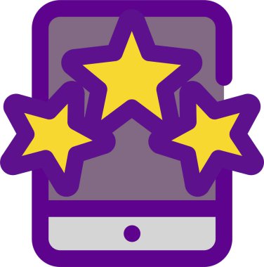 Yıldız simgesine sahip tablet pc, beyaz arkaplanda izole edilmiş vektör illüstrasyonu 