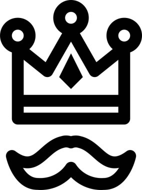 taç ve bıyık simgesi, vektör çizimi beyaz arkaplanda izole edildi 