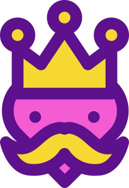 Crown simgesi içindeki yaşlı adam, vektör çizimi beyaz arkaplanda izole edildi 