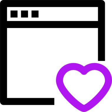 kalp simgesi ile kullanıcı arayüzü, vektör illüstrasyonu beyaz arkaplanda izole edildi  