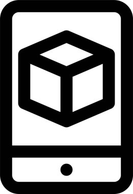 Küp simgesi olan mobil, beyaz arkaplanda izole edilmiş vektör illüstrasyonu 