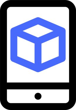 Küp simgesi olan mobil, beyaz arkaplanda izole edilmiş vektör illüstrasyonu 