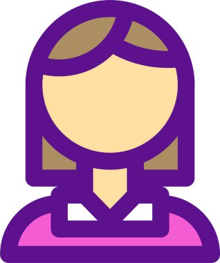 kadın kullanıcı simgesi, vektör çizimi beyaz arkaplanda izole edildi