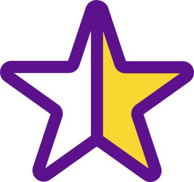 Beyaz arkaplanda izole edilmiş yıldız simgesi ve vektör illüstrasyonu  