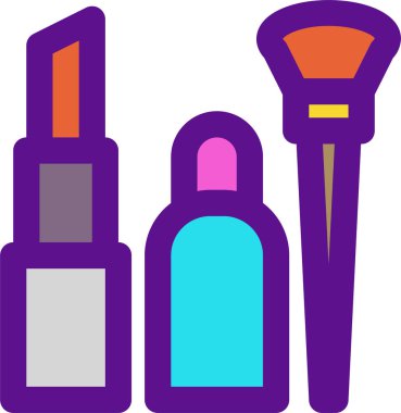 Makyaj araçları simgesi ve vektör illüstrasyonu beyaz arkaplanda izole edildi