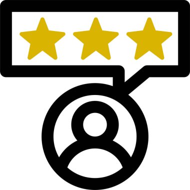 Konuşma baloncuğu simgesindeki yıldızlar, beyaz arkaplanda izole edilmiş vektör çizimi 